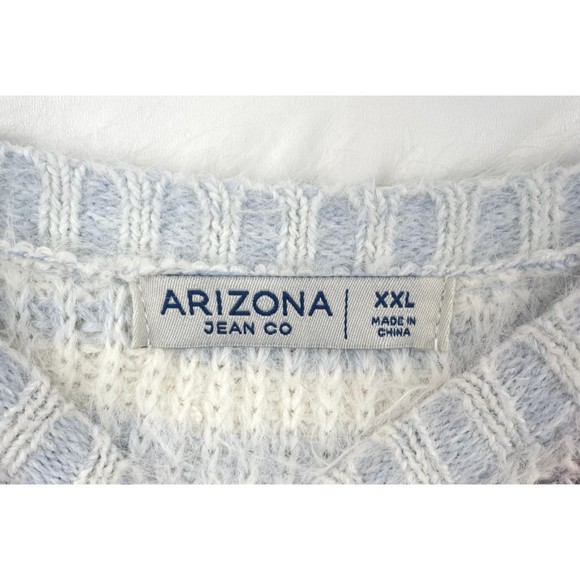 5. Arizona Jean Co Womens Sweater White Gray 2X Acrylic Striped Drop Shoulder - Picture 8 of 12